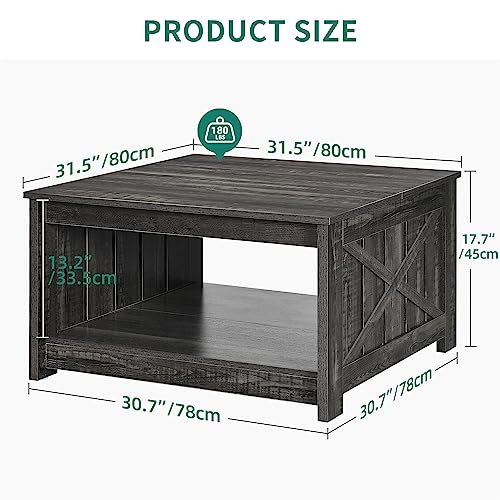 YITAHOME Coffee Table with Storage,Farmhouse Coffee Table Rustic Wood