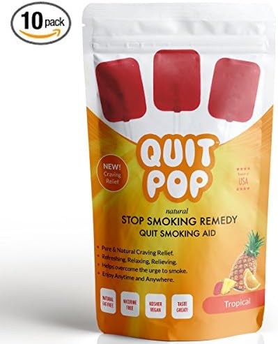 QuitPop / Natural Stop Smoking Remedy &amp; Quit Smoking Solution To Help Reduce Cravings &amp; Replace Smoking / Safe &amp; Easy Way To Quit (10 Pack, Tropical)