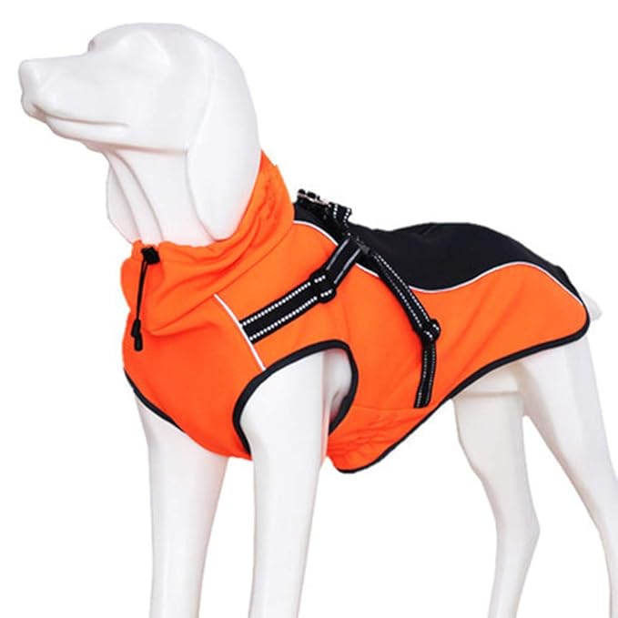 Dog Jacket with Harness, Windproof Dog Vest with Reflective Strips for