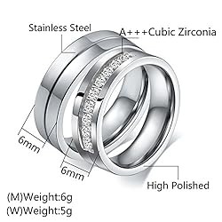 Aeici Stainless Steel Wedding Rings Set Engraved I