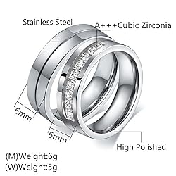 Aeici Stainless Steel Couples Rings Sets Engraved I