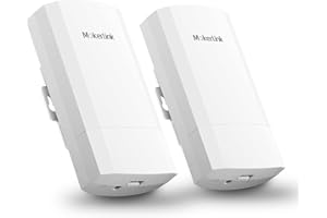 MokerLink WiFi Bridge, Wireless Outdoor CPE for PtP and PtMP Transmission, 2.4GHz 300Mbps 1KM Distance, with PoE Adapter, 2 Ethernet Port, 2 Pack