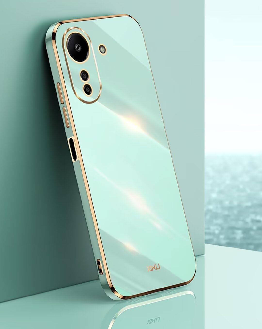 JIAFEI Case for Xiaomi Redmi 13C / Poco C65, Stylish Design Gold Edging TPU Silicone Colorful Shiny Telephone Sleeve Shell Cover Case, Green