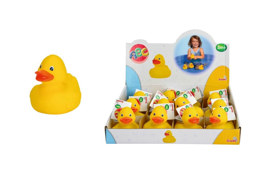 Simba ABC 104013533 Bath Duck, 8 cm, Yellow, Bath Fun, Bath Toy, Water Duck, Bath Duck, Squeaky Duck, Suitable from 3 Months