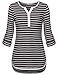 Messic Womens Shirts and Blouses, Women's 3/4 Sleeve Tops Winter Mid Long Style T-Shirts with Striped (XX-Large,Dark Grey)