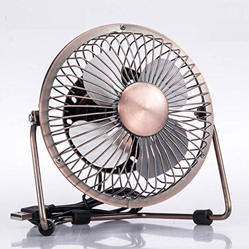 USB Small Desk Personal Fan - Portable Mini Desktop Table Fan 4 Inch Super Quiet Metal Bronze Fan For Home Office Car