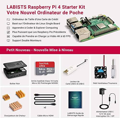 Labists 5 1 V 3 A 4 Gb Zestaw Z Karta Micro Sd 64 Gb Klasy 10 Z Ulepszona Czarna Obudowa Wlacznikiem I Wylacznikiem Zasilacza 2 Micro Hdmi I 3 Radiatorami Do Raspberry Pi 4b Amazon Pl Electronics