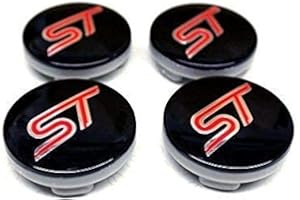 RELUEN 4PCS 54MM ST Racing Black RED Center Wheel HUB CAPS Emblem Cover CP9C-1A096-AA