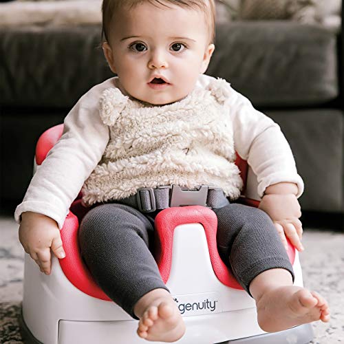 Ingenuity Baby Base 2in1 Booster Feeding and Floor Seat with SelfStoring Tray Poppy Red