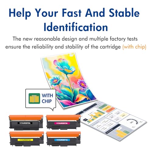 117A Toner Cartridge with Chip Compatible with HP 117A for HP Color Laser MFP 178nw 179fnw 150nw 150a 178nwg 179fwg 178 179 150 W2070A W2071A W2072A W2073A Ink (Black Yellow) Cyan Magenta, 4-1 Pack )