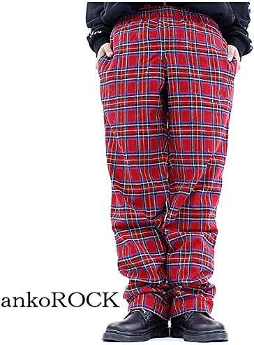 Amazon Co Jp Ankorock アンコロック ワイドパンツ メンズ ワイドパンツ レディース ワイドパンツ ユニセックス フランネルパンツ ゆったり 赤 チェック タータンチェック 服 ファッション小物