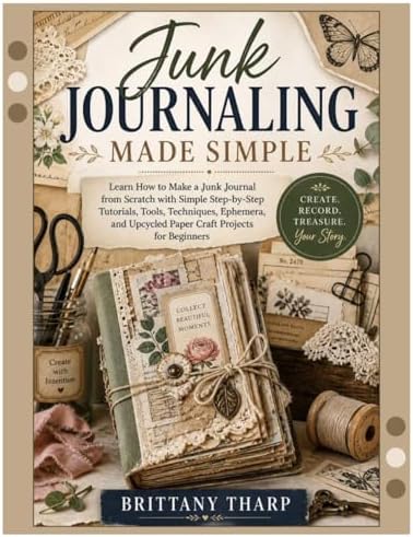 Book Lover Junk Journal Pages & Ephemera: 26 Page Kit Vintage Rose