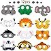12 Pcs Animal Felt Masks Jungle Safari Theme Party Favors Kids Costumes Dress-Up Party Supplies