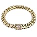 TOPGRILLZ Gold Bracelet Cuban Link Iced out 14K Gold Plated Hip Hop Miami Solid Cuban Link Bracelet for Men 10mm Diamond Clasp Gifts for Women