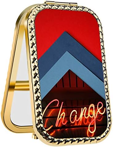 Specialized Design Rectangle Golden Change Pattern Portable makeup mirror, Travel Compact Portable Pocket Folding Makeup Vanity Cosmetic Mirror for Women