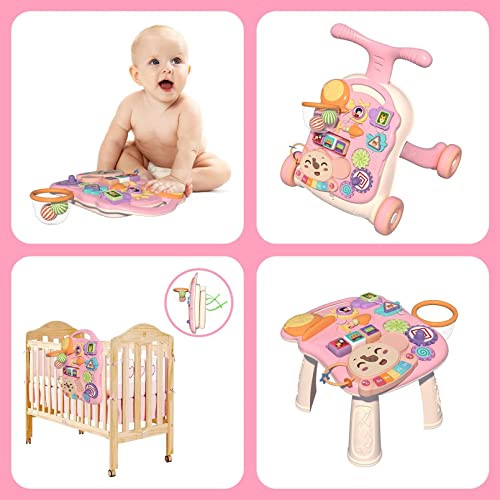 AM ANNA Baby Walking Toy for 12 Month Old Girls, Walker for Baby Girl, Baby Push Walkers for Babies,3 in 1 Push Toys for Babies Learning to Walk, Early Learning Toy for Infant 12 Months, Pink (Pink)