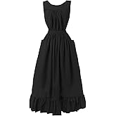 White Vintage Maid Ruffle Apron for Women Colonial Pioneer Peasant Apron Pinafore Adjustable Kitchen Gift