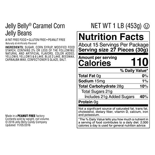 Jelly Belly Caramel Corn Jelly Beans 1 Pound (16 Ounces) Resealable