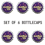 Quantum Cola Bottle Caps - Set of 6 Caps - Brand New, Unused, Professionally Printed Bottle Caps, Perfect for Decoration, Collecting, Home Brewing, Cosplay, or Crafts