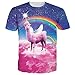 RAISEVERN Unisex Stylish Rainbow Llamacorn Short Sleeve T shirts Clothes Llamacorn XX-Large
