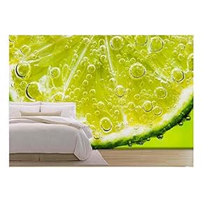 Close-Up of The Lemon with Bubbles - Removable Wall Mural | Self-Adhesive Large Wallpaper - 66x96 inches