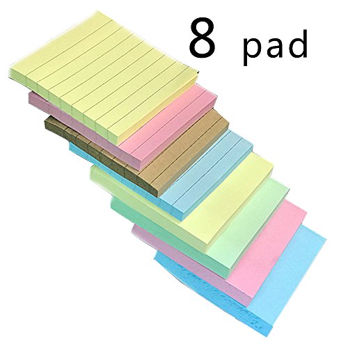 Self-Stick Notes,Post-it Sticky Notes, Colorful Bookmark, 3 in x 3 in, 45 Sheets per pad, 8Pads/Pack