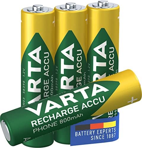 Piles AAA, rechargeables, lot de 4, Recharge Accu Phone, 800 mAh Ni-MH, prêtes à l'emploi, adaptées aux téléphones sans fil