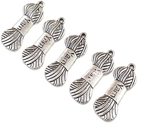 Lychee Craft 5Pcs Knitting Yarn Ball Beads Charm Pendant Necklace Pendant Making DIY Décor Gift