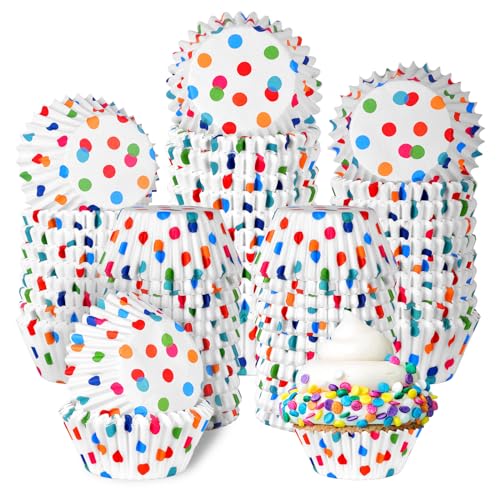 600-Count Dots Design Baking Paper Cups | Sturdy & Greaseproof Cupcake Liners Cupcakes | Essential Kitchen Supplies