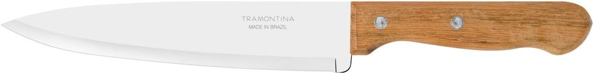 Faca Chef Tramontina Dynamic com Lâmina em Aço Inox e Cabo de Madeira Natural 8"