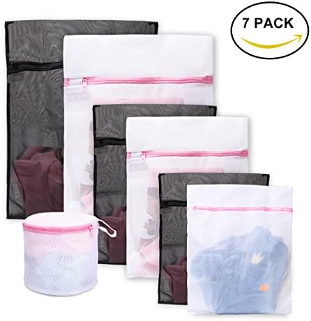 Laundry Wash Bag 7 Pack Durable Mesh Wash Laundry Bag Blouse, Hosiery, Stocking, Underwear, Bra and Lingerie Travel Laundry Bag with Zipper (7 Set)