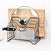 Sooyee 4 Dividers Pot Lid Rack Holder Organizer, Keep Your Cabinets Organized with Metal Vertical Storage Shelf To Hold Pan Lids, Plates, Dishes, Cutting Boards (Black)