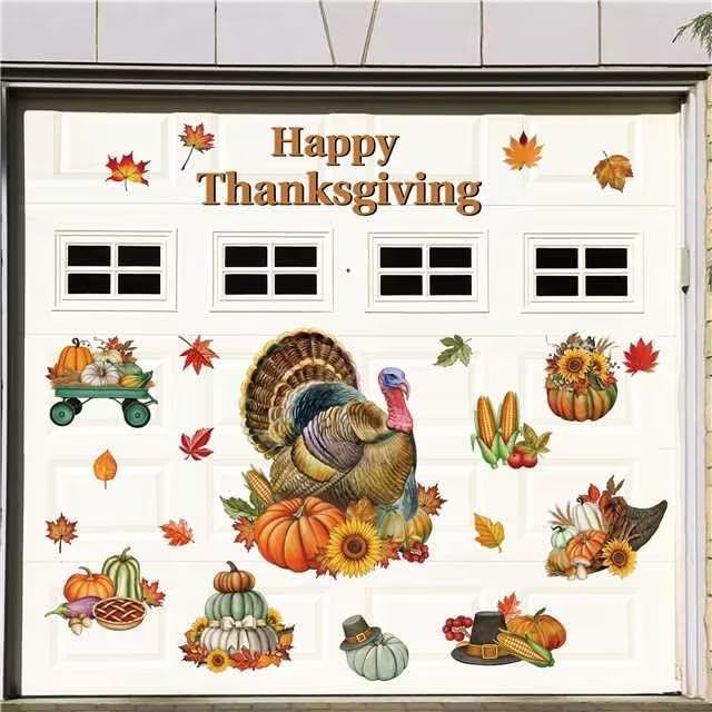 Garage Door Decorations - H1vojoxo 24PCS Fall Garage Door Magnets Happy Thanksgiving Magnets for Garage Doors Autumn Thanksgiving Turkey Pumpkin Leaf Magnet Decoration for Car Refrigerator Fall Garage Door Magnetic Decorative