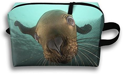 Animals Sealife Seals Underwater Travel Bag Cosmetic Bags Brush Pouch Portable Makeup Bag Zipper Wallet Hangbag Pen Organizer Carry Case Wristlet Holder