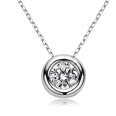 JL LITTLE FOREST Moissanite Necklaces for Women, 1-3 CT Solitaire Pendant 925 Sterling Silver Jewelry Mother's Day Wedding Gifts for Her