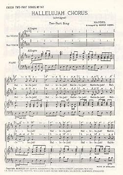 G F Handel Hallelujah Chorus Sa Partitions Pour Choeur En 2 Parties Accompagnement Piano Chorale Amazon Fr Instruments De Musique