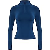 AUROLA Influence Workout Jacket for Women, Half Zip Cropped Slim Fit Long Sleeve Yoga Jackets Athletic Top with Thumb Holes