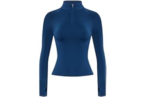 AUROLA Influence Workout Jacket for Women, Half Zip Cropped Slim Fit Long Sleeve Yoga Jackets Athletic Top with Thumb Holes