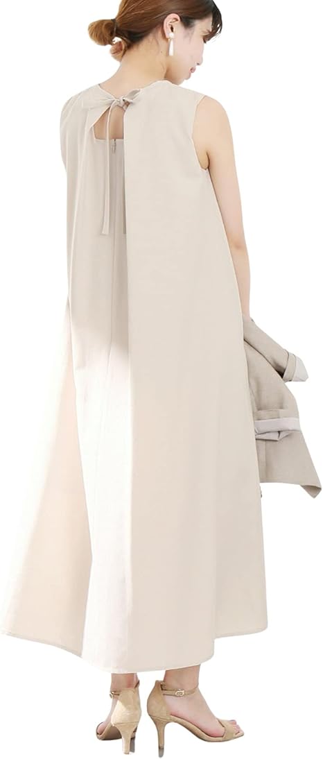 Amazon Co Jp ラ トータリテ ポリエステルコットンフレアマキシワンピース 服 ファッション小物