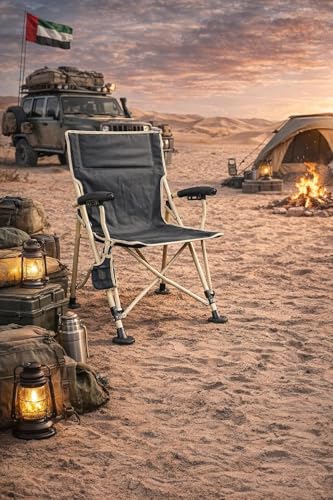 Paradiso Colonel Fred Heavy-Duty Outdoor Folding Camping Chair for Fishing, Beach, Picnics & Backyard Use Ultra Durable, Long Lasting Comfort, Reinforced Steel Frame, Non-Slip Feet, 60x60x90 cm