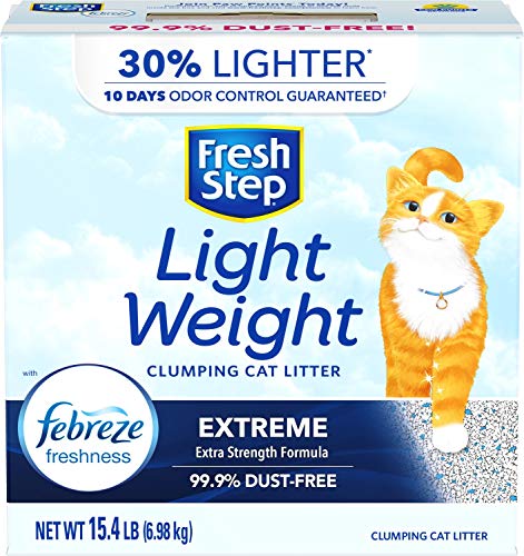 FRESH STEP LIGHTWEIGHT EXTREME SCENTED LITTER WITH THE POWER OF FEBREZE, CLUMPING CAT LITTER, 15.4 POUNDS (PACKAGE MAY VARY)