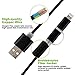 2-in-1 Lightning and Micro USB Cable [4 Pack 10 inches] Yalian Nylon Braided Charging/Sync Data for iPhone 7, iPhone 6, iPad, iPod, Samsung Galaxy and Android Black