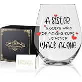 Perfectinsoy Sister Wine Glass with Gift Box - Sister Gifts for Her, Mom, Wife, Boss, Friend