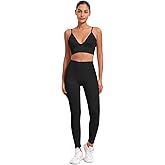 Women's 2 Piece Seamless Workout Sets High Waisted Scrunch Yoga Leggings & V-Neck Padded Sports Bra Gym Pilates Outfits