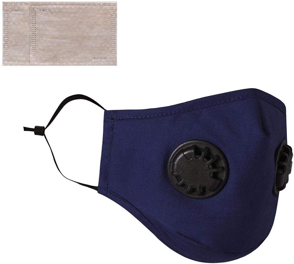 2PCS Filter Paper+Blu Dust M(a/sk with Dual Valve Reusable Anti-Dust Filter Ma&sk Sunscreen Face Cover for Riding Running