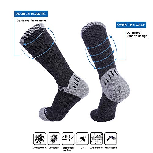 Enerwear 6P Pack Men's Merino Wool Blended Hiking Socks (US 1013, Dark
