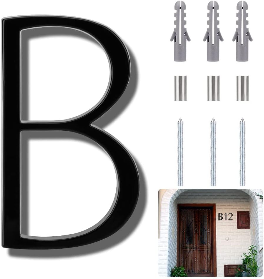 Address Signs - House Numbers, Othran 5 Inch House Numbers for Outside, House Address Numbers with Nail Kit, Floating Street Numbers, Black Door Numbers for House Door, Outdoor, Indoor (Number B)