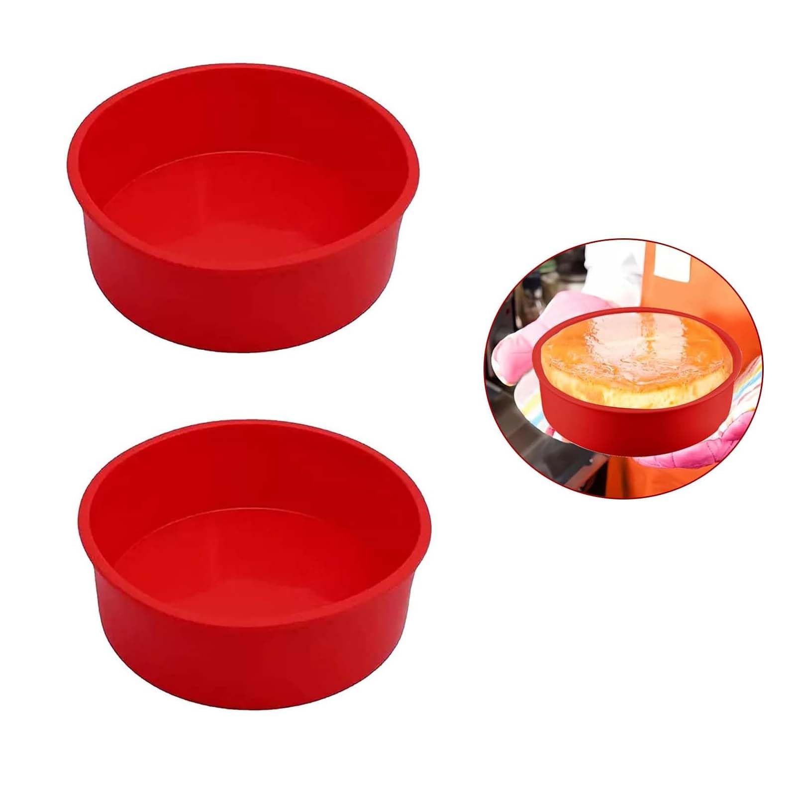 DZCYAOHL Round Cake Tins, 2 Pack 6 Inch Round Silicone Cake Mold Pan Silicone Cake Moulds Tins, Nonstick & Quick Release Silicone Baking Tins Silicone Round Cake Mould Set for Layer Cake Cheesecake