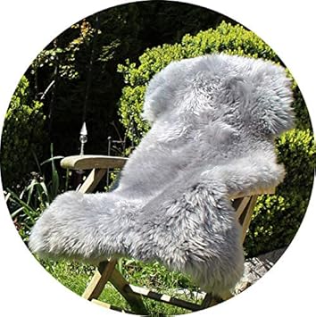 Alpenfell Schaffell Lammfell Grau - 110-120cm echtes Fell - Premium Qualität