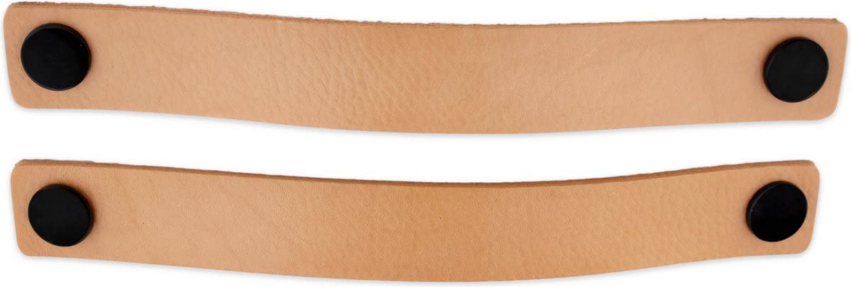 Brute Strength - Leather handles for furniture - natural - 2 pieces - 25 x 3 cm - cabinet handle, door handle for kitchen, bathroom, cabinets, dressers, wood